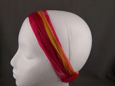 Pañuelo elástico fruncido tela de gasa tie dye rosa diadema 3 en 1 pañuelo Foto 1 de 4