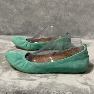 J.Crew балетки туфли женщин размер 8 зеленый замши круглый носок поскользнуться на коже - Изображение 1 из 4