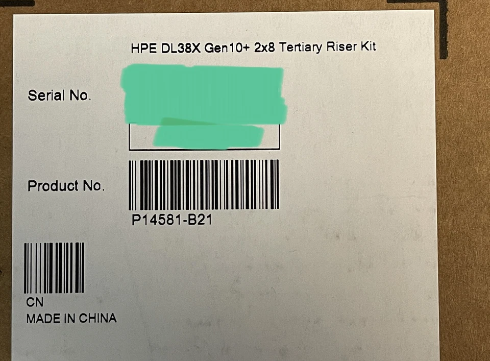 HPE P14581-B21 DL38X Gen10+ Plus and V2 x8/x8 PCI-e 4.0 Tertiary Riser Kit GPU - Image 1 of 4