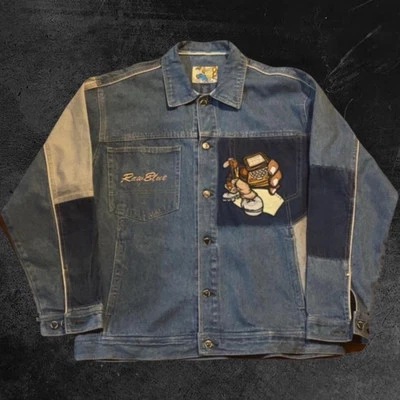 Chaqueta de mezclilla hip-hop para hombre Y2K RawBlue 2000’s Foto 1 de 4