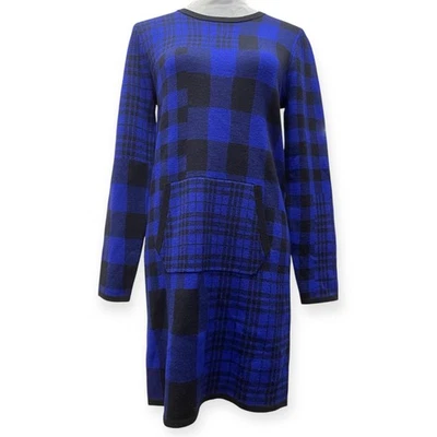 Polo Ralph Lauren Girls Patchwork Plaid Wool Sweater Blue & Black Size 16 NWT - Image 1 of 4