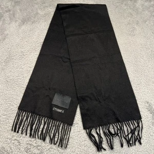 VALENTINO Women’s Scarf Black 100% Cashmere Fringed Quiet Luxury Old Money - Picture 1 of 8