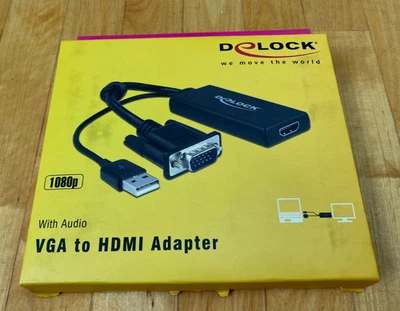 DeLock VGA to HDMI Adapter, 1080p, with Audio - Bild 1 von 2
