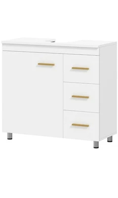 Mobile Bagno Sottolavabo HOMCOM 3 Cassetti Bianco con Soft Close Moderno - Immagine 1 di 4