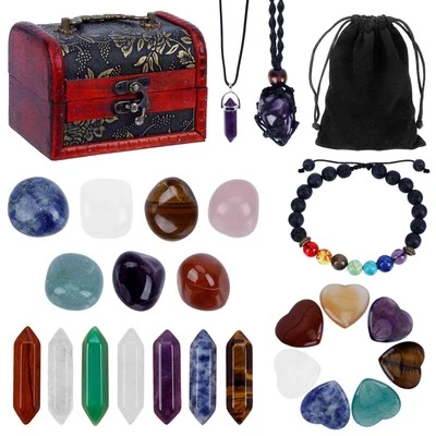 28Stück Edelsteine Set Mineralien Steine set mit Chakra und Trommelsteinen Ku... - Bild 1 von 4