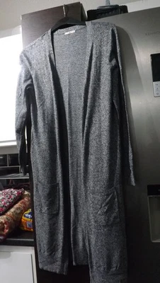 ladies long speckled grey open front cardigan from tu,size 14,2 front pockets - Image 1 of 3