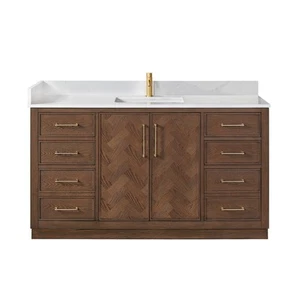 Miseno MV-JAKA60-WQT Jakarta 60" - Aged Dark Brown Oak - Picture 1 of 12