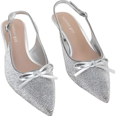 Madden Girl Vogue-R silver rhinestone bow slingback pumps, party heels 8.5M - Image 1 of 4
