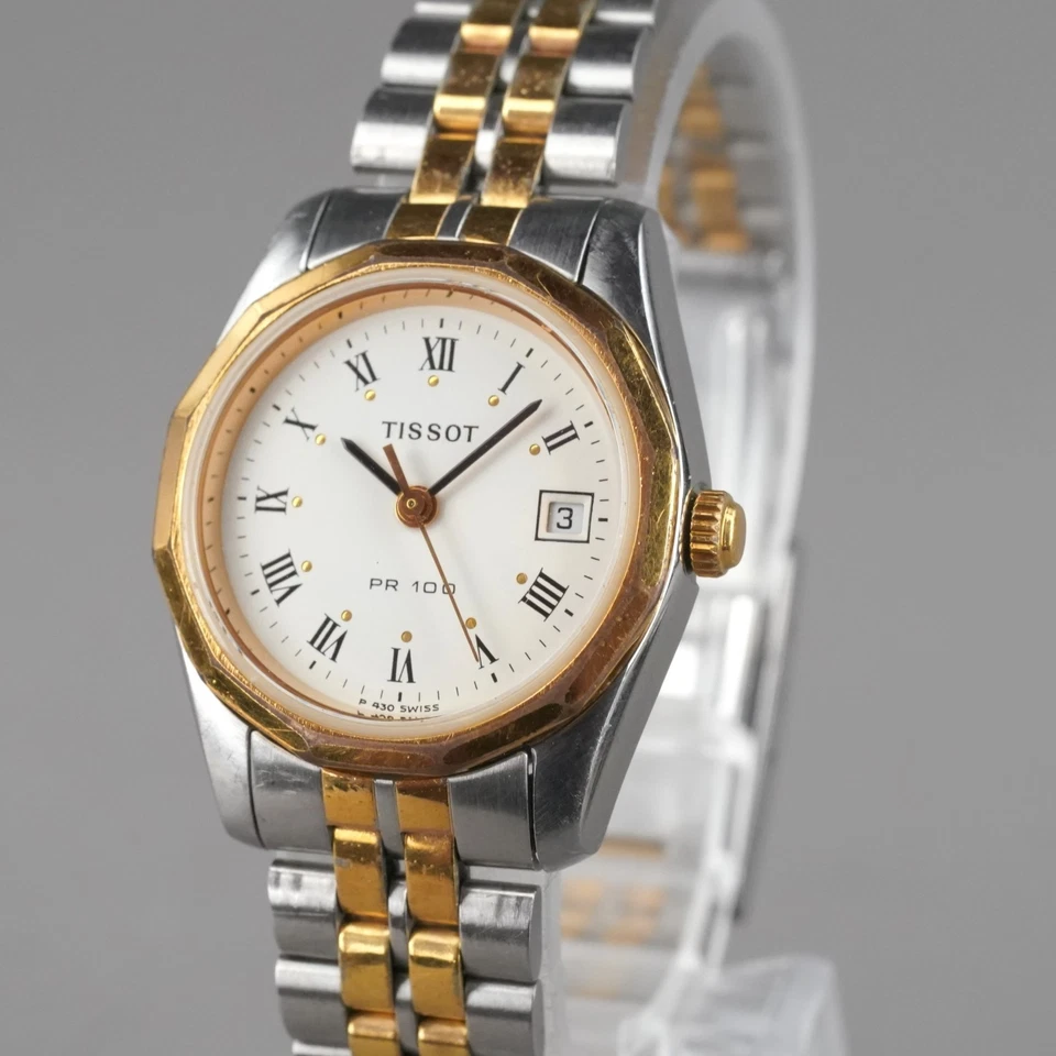 Reloj Mujer TISSOT PR100 P330/430 Dorado y Plata 25mm Vintage Batería Nueva Foto 1 de 4