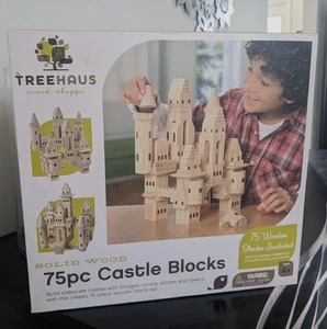 New TreeHaus 75pc Wooden Castle Blocks - Picture 1 of 3
