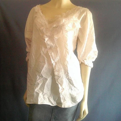 Preciosa Camisa Top Nanette Lepore Marfil Seda Aplastada Encaje 6 Foto 1 de 4