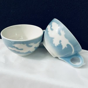 Vintage Syracuse China Blue Oak Leaf Restaurant Ware Coffee Tea Cup Lot of 2 - Picture 1 of 10