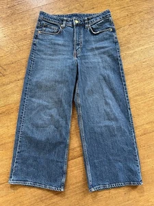 &DENIM Wide Leg High Waist Cropped Denim Jeans Regular Fit Gr. 8 Distressed - Bild 1 von 6