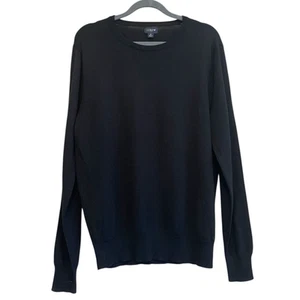 J. Crew Men's Black Merino Wool Blend Jumper Size Medium Round Neck Lightweight - Picture 1 of 8