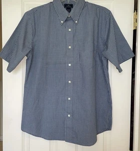 Dockers Men No Wrinkles Blue Check Button Down Shirt Size M Short Sleeves Collar - Picture 1 of 9
