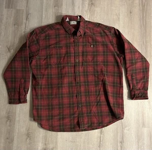 LL Bean, Vintage Chamois Cloth Shirt, 90’s, Red Plaid, Hunting, Men’s XXL  Tall - Picture 1 of 14
