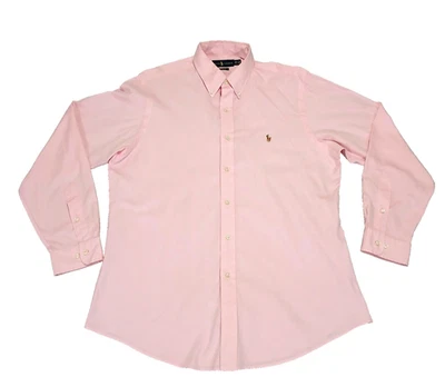 Polo Ralph Lauren Hombre Manga Larga Camisa Abotonada Rosa 16.5 34/35 Carne Pony Foto 1 de 4