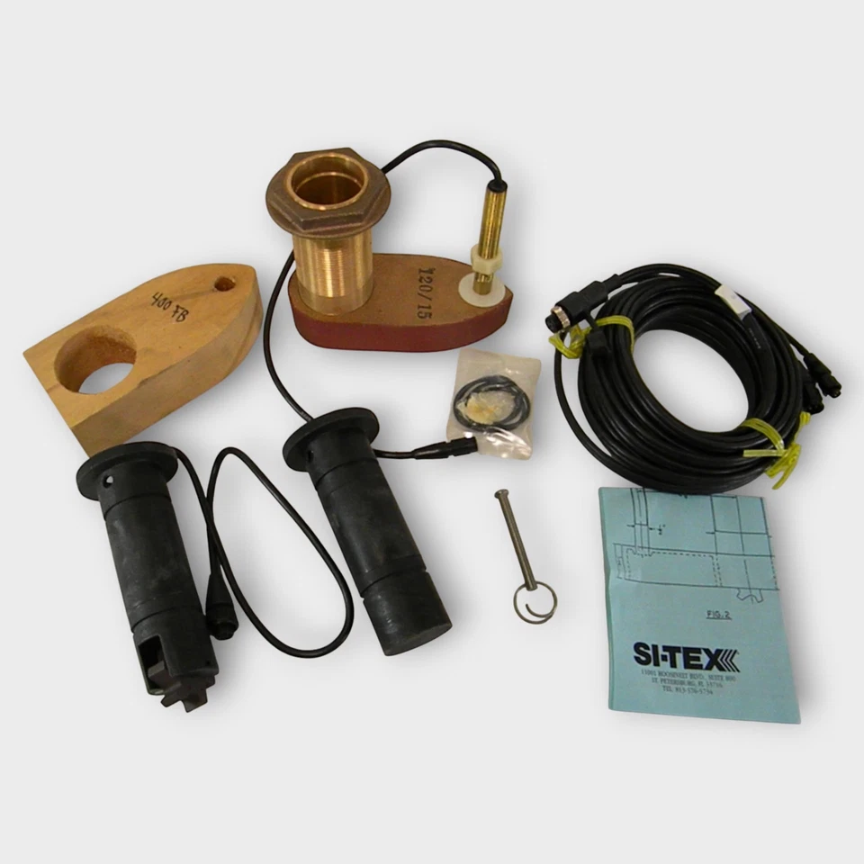 Si-Tex 50/200 khz Dual Stem Model 400 Transducer NEW Complete Thru Hull - Image 1 of 4