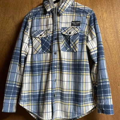 De Colección Zoo York Sudadera con Capucha Para Hombres L Y2K Chaqueta a Presión Completa Grunge Patinador Amarillo Azul Blanco Foto 1 de 4