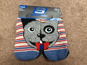New Skechers Boys 6 Pack Lowcut Socks With Animal Faces! Retail 14.00 - Picture 1 of 6