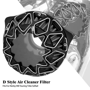 Aluminum Transparent Black Air Cleaner Filter w/ Gray Intake Element For Harley - Picture 1 of 17