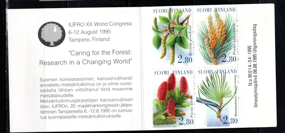 SELLOS FINLANDIA - 20º Congreso Forestal Mundial, juego de 4, folleto, 1995-** Foto 1 de 1