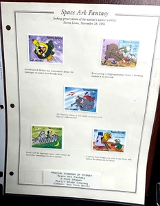 Disney Stamps 1983 Space Ark Fantasy from Sierra Leone, MNH ~ 2 pages 9 stamps - Picture 1 of 13