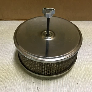 Vintage Chrome Air cleaner assembly 6.5" round 5" carb opening 3.5" height - Picture 1 of 6