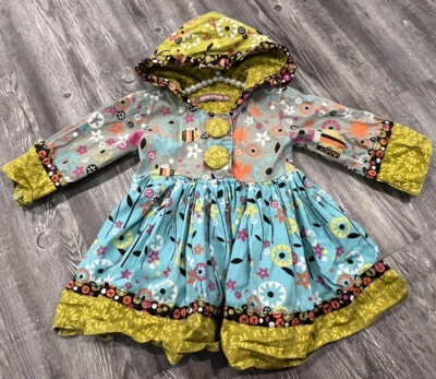 Vestido com babados JELLY THE PUG Baby Girl's Bee Hannah multicolorido com capuz 12 meses - Imagem 1 de 4