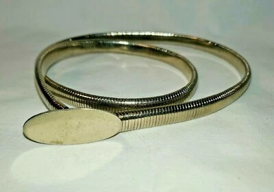 Cinturón Vintage Ajustado Tono Dorado Metal Elástico Serpiente Disco 28-37" Años 70-80 Foto 1 de 4