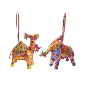 Paar Kamel und Elefant hängende Ornamente - Fairer Handel