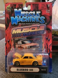 MUSCLE MACHINES MUSCLE TUNERS SERIES BLUEBIRD SSS 1/64 T03-58 Orange Carded. - Picture 1 of 6