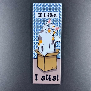 Calico Cat in a Box Magnet Funny Pet Portrait Art Gift Collectible Home Decor - Picture 1 of 12