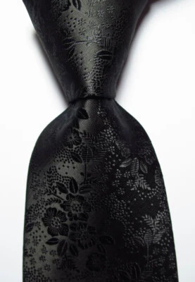 Nueva Corbata Clásica Floral Completa Negra TEJIDA JACQUARD Seda Para Hombre Foto 1 de 2