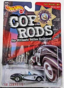 Hot Wheels, '58 CORVETTE, COP RODS, Real Riders, Las Vegas, NV - NEW on Card! - Picture 1 of 4