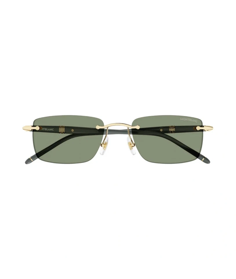 Montblanc MB0344S 005 Gold Gray Rimless Sunglasses Unisex Authentic