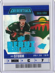 19/20 UD Credentials Debut Ticket Access #64 Nico Sturm - Minnesota Wild /999 - Bild 1 von 1