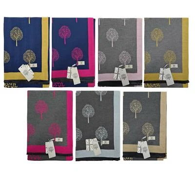 Heritage Scarf Pashmina Tree Of Life Luxury Ladies Womens Navy Grey Pink