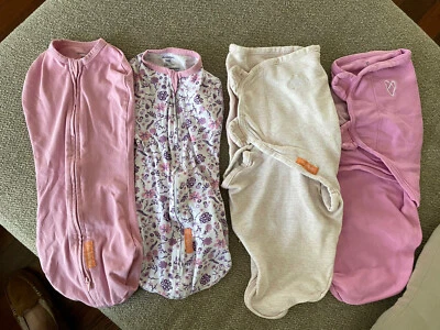 LOTE DE 4 sacos de dormir SwaddleMe bebé recién nacido y pequeño mediano paquete rosa Foto 1 de 4