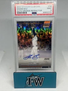 Stadium Club 2022 cromo Shane Baz naranja refractor automático 25/25 PSA 9 - Imagen 1 de 2