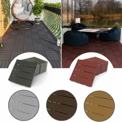 Terrassenfliesen 30x30cm 8 Stück Klickfliesen aus Kunststoff in Holzoptik Balkon - Bild 1 von 4