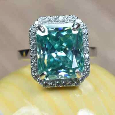 RARO 8,80 quilates anillo solitario de diamantes azules corte radiante anillo de plata 925 Foto 1 de 4