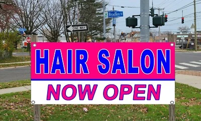 Letrero de pancarta de vinilo abierto de peluquería muchos tamaños disponibles Foto 1 de 4