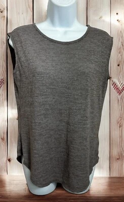 Camiseta sin mangas Athleta talla pequeña marrón a rayas suave camisa atlética sin mangas Foto 1 de 4