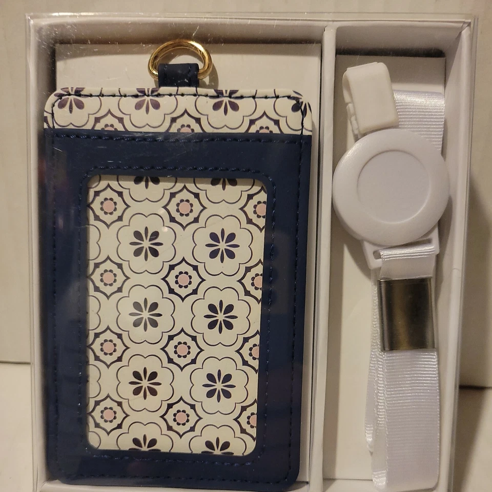 See Jane Work Standard Size Retractable Lanyard Badge Holder Navy/white