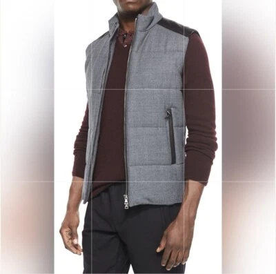 Chaleco acolchado con cremallera completa VINCE para hombre gris/negro cuero de cordero/lana XXL Foto 1 de 4