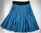 Sam Fashion New York L XL Teal Blue Crinkle Pleated Circle Skirt Elastic Waist