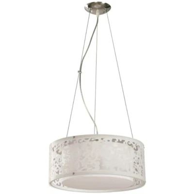 Colgante de tambor de techo Hampton Bay de 3 luces montado diseño elegante cromo blanco Foto 1 de 4