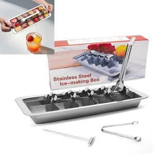 Stainless Steel Ice Cube Trays for Freezer, Metal Ice Tray with Lever, Vintag... - Picture 1 of 6