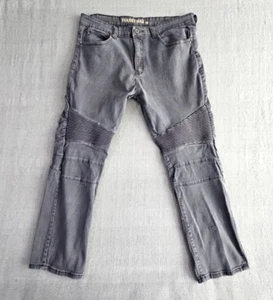 Franky Max Jeans Men's W36 L30 Tapered Gray Wash Moto Biker Reinforcement Denim - Picture 1 of 21